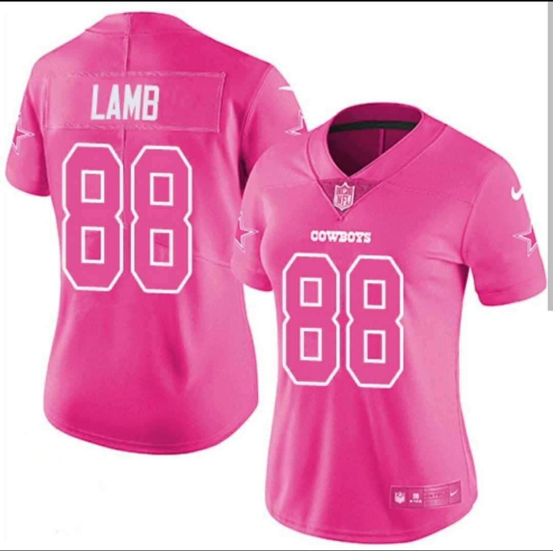 Womens Dallas Cowboys #88 CeeDee Lamb Pink Limited Stitched NFL Jersey Dzhi